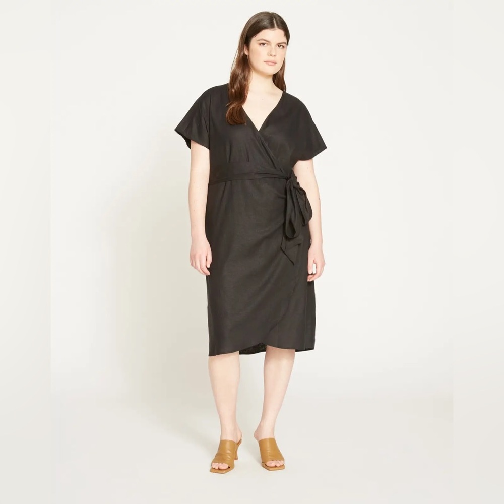 Universal Standard Tulip Hem Linen Wrap Dress